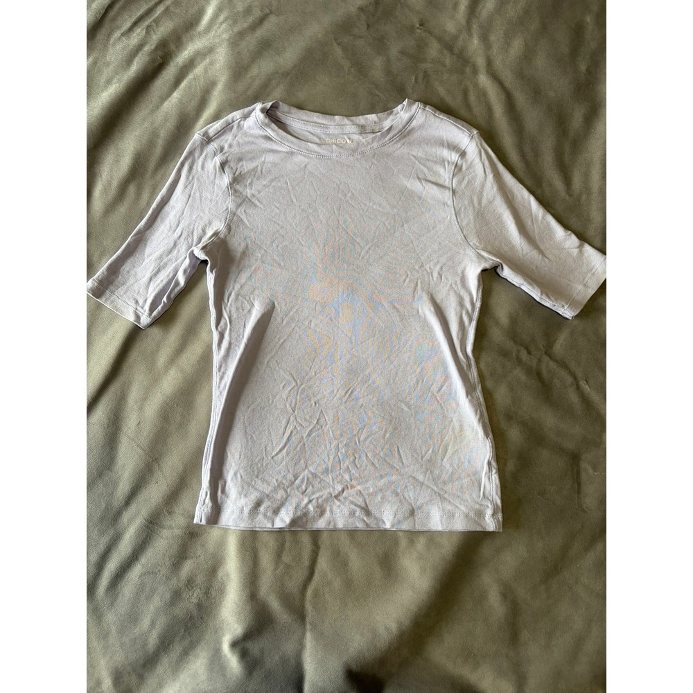 Chicoree Lavender Purple Short Sleeve Crewneck Ribbed Knit Basic Top Size S